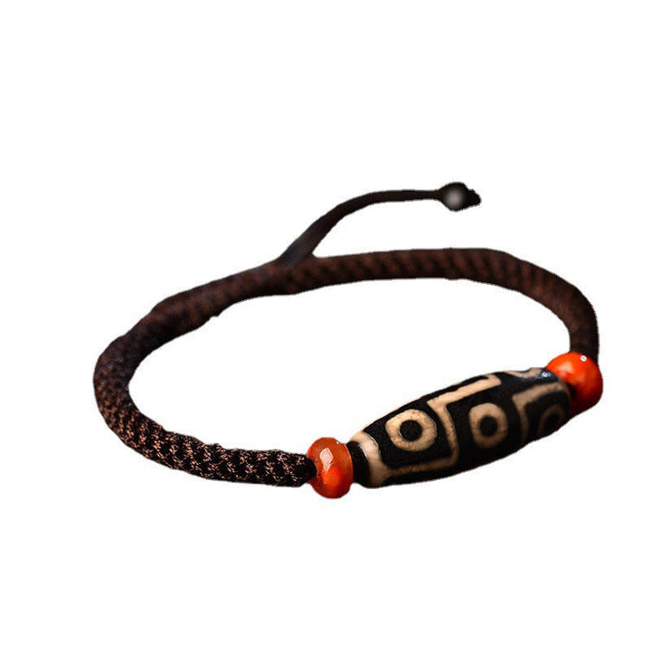 BWOOOH Tibetan Nine-Eye Dzi Bead Prosperity String Bracelet