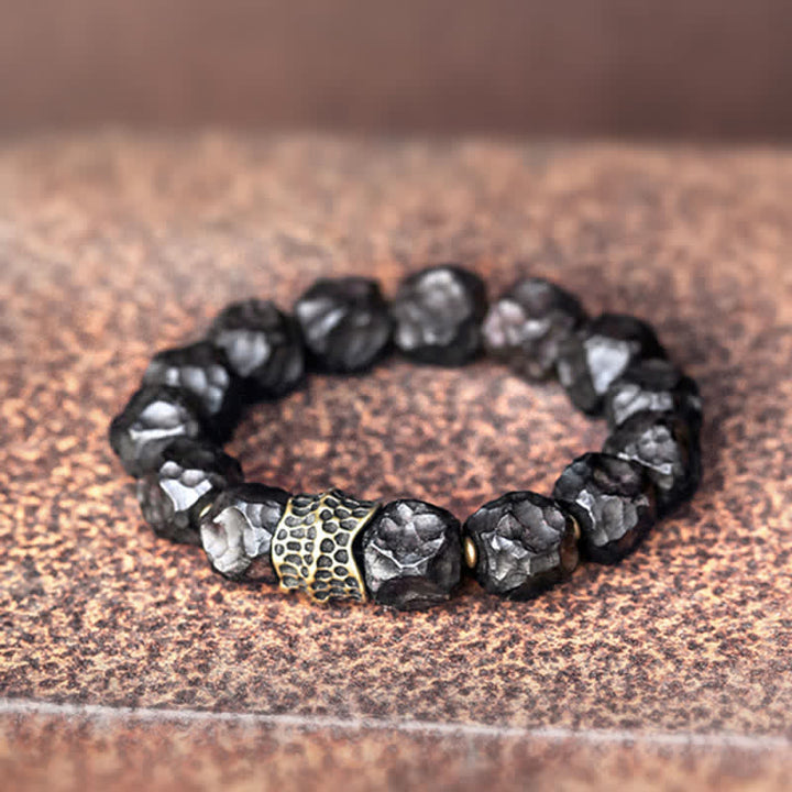 BWOOOH Ebony Wood Copper Peace Balance Couple Bracelet