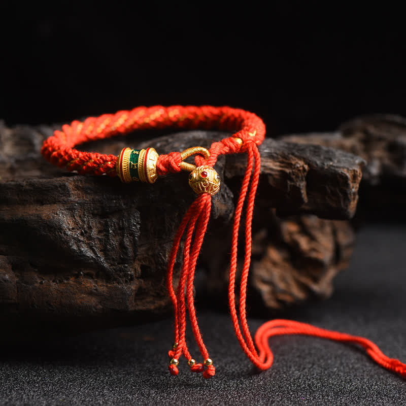 BWOOOH Tibetan Handmade Luck Prayer Wheel Bead Charm Weave Colorful String Bracelet