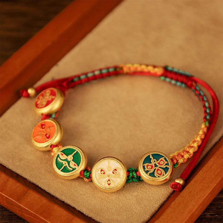 BWOOOH Tibetan Five God Of Wealth Colorful Rope Braided Luck Bracelet