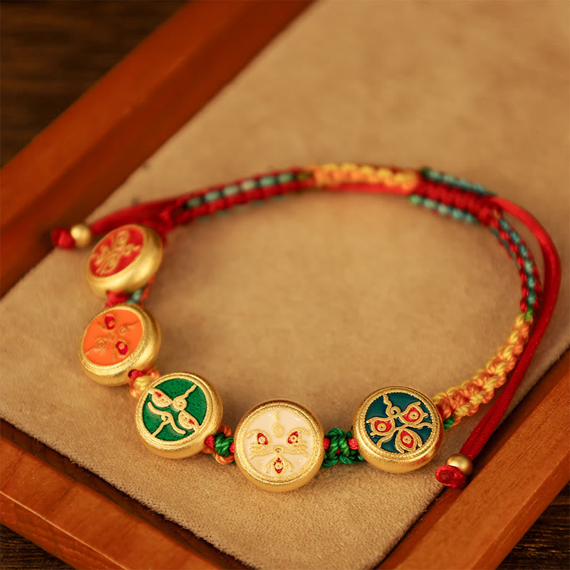 BWOOOH Tibetan Five God Of Wealth Colorful Rope Braided Luck Bracelet