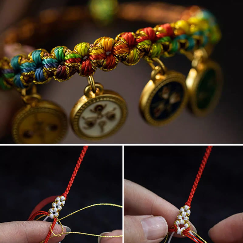 BWOOOH Tibetan Colorful Rope Five God Of Wealth Luck Braid Bracelet