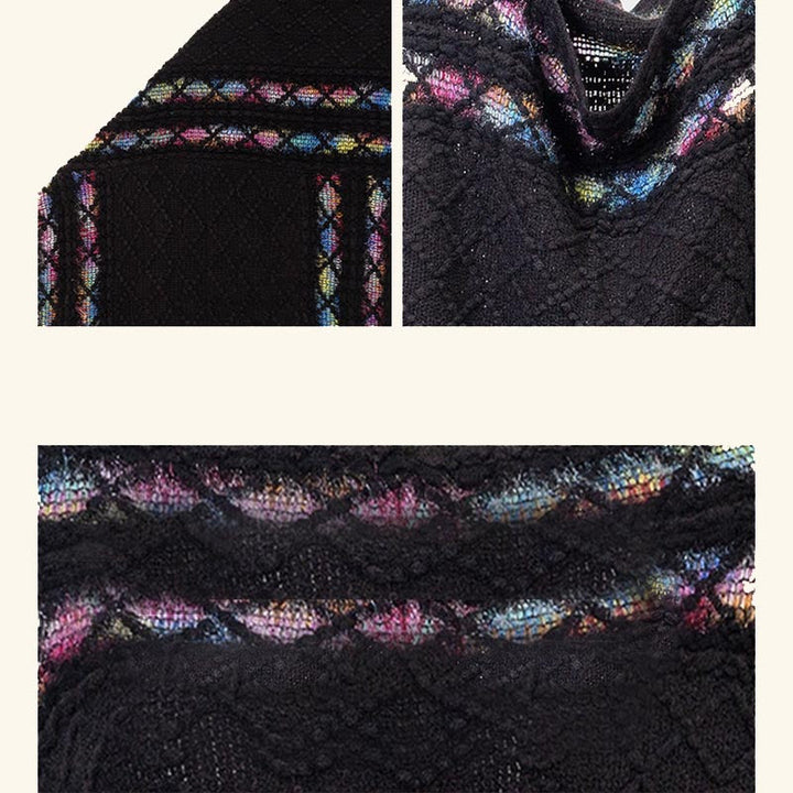 BWOOOH Tibetan Colorful Striped Rhombus Pattern Shawl Tas
