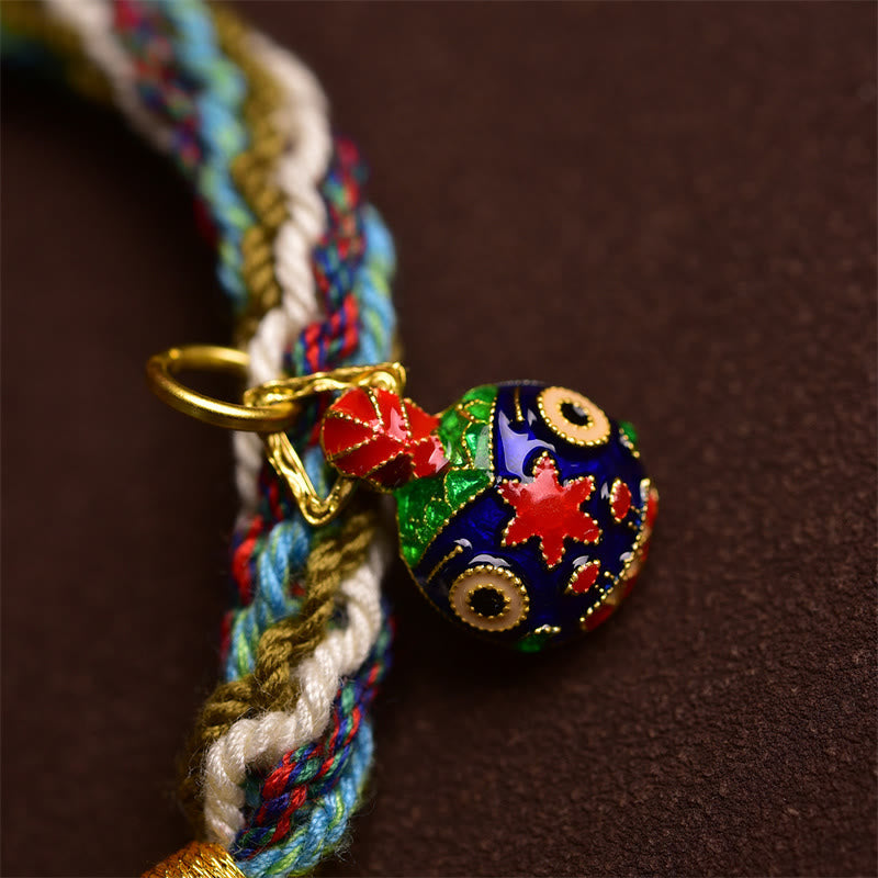 BWOOOH Handmade Gold Swallowing Beast Family Healing Reincarnation Knot Braid Bracelet