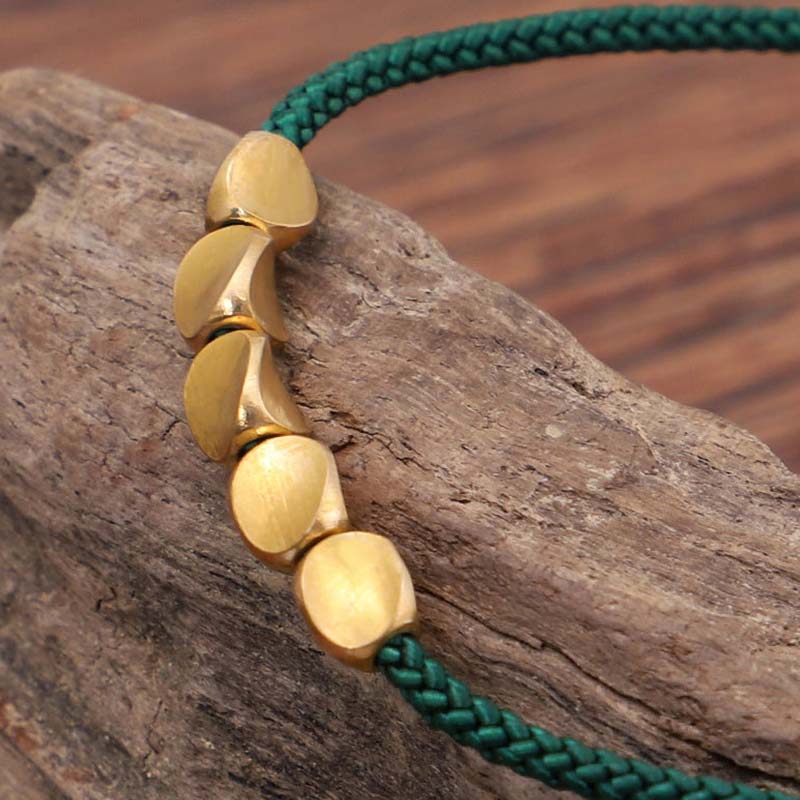 BWOOOH 3 PCS Tibetan Copper Beads Healing Protection Luck Bracelet Set