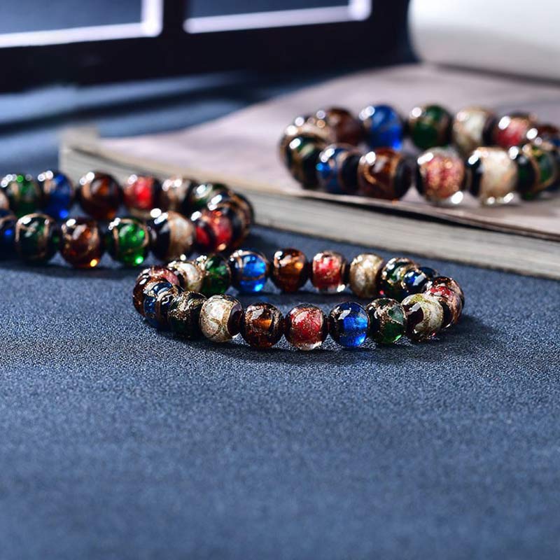 BWOOOH Colorful Liuli Glass Bead Luck Bracelet