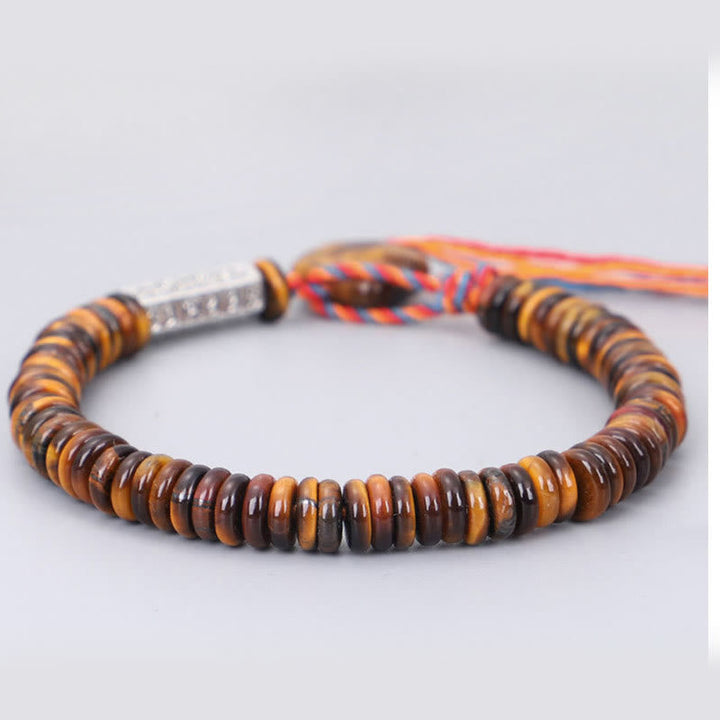 BWOOOH Tibetan Tiger Eye Om Mani Padme Hum Protection Power Bracelet