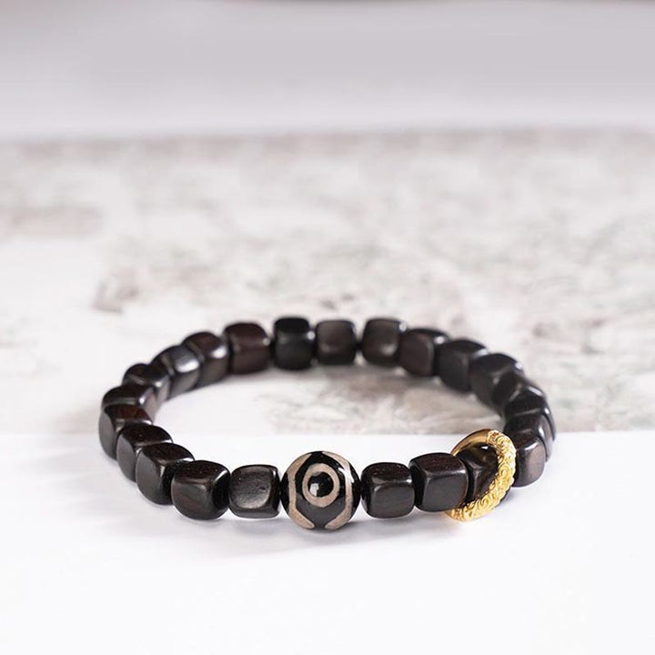 BWOOOH Tibetan Ebony Wood Dzi Bead Balance Calm Bracelet