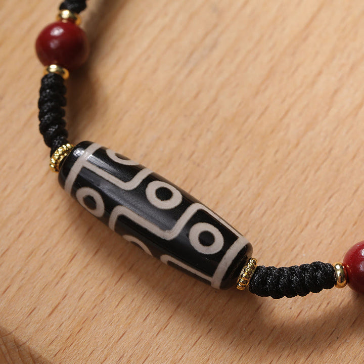 BWOOOH Handcrafted Tibetan Nine-eye Dzi Bead Protection Bracelet