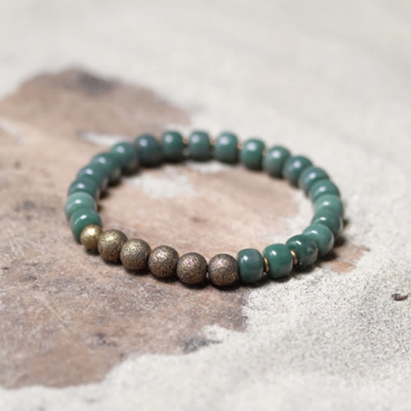 BWOOOH Tibetan Cyan Bodhi Seed Copper Success Bracelet | natural stone spiritual bracelet for healing and mindful living