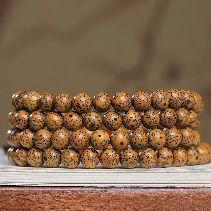 BWOOOH 108 Mala Beads Bodhi Seed Red Agate Auspiciousness Bracelet
