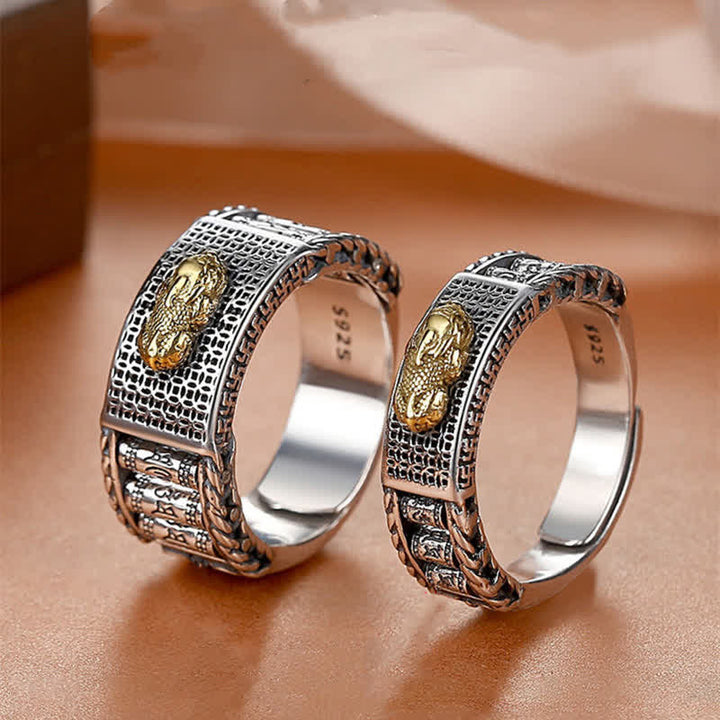 BWOOOH Lucky FengShui PiXiu Wealth Prayer Wheels Couple Ring