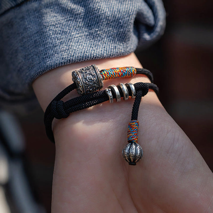 BWOOOH Tibetan Om Mani Padme Hum Carved Amulet Double Wrap Bracelet