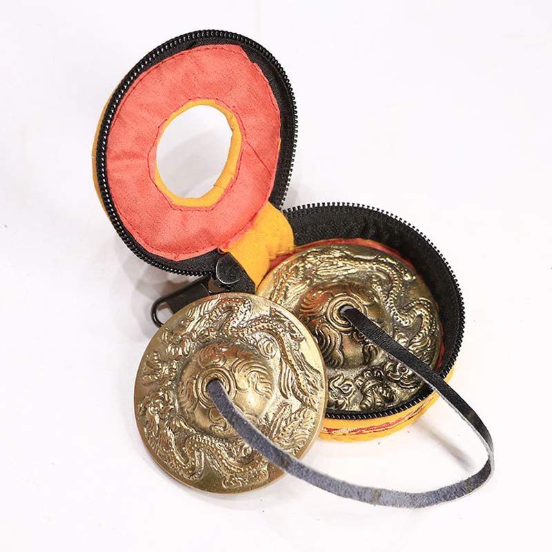 BWOOOH Tibetan Tingsha Bell Six True Words Dragon Copper Balance Decoration With Bag | spiritual healing bracelet