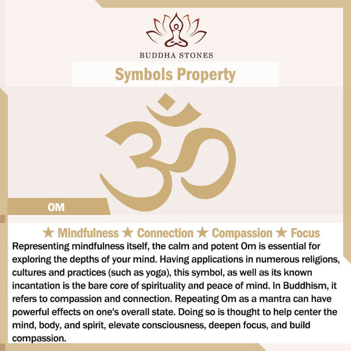 BWOOOH Tibetan OM Symbol Mindfulness Cuff Bracelet Bangle | natural stone spiritual bracelet for healing and mindful living
