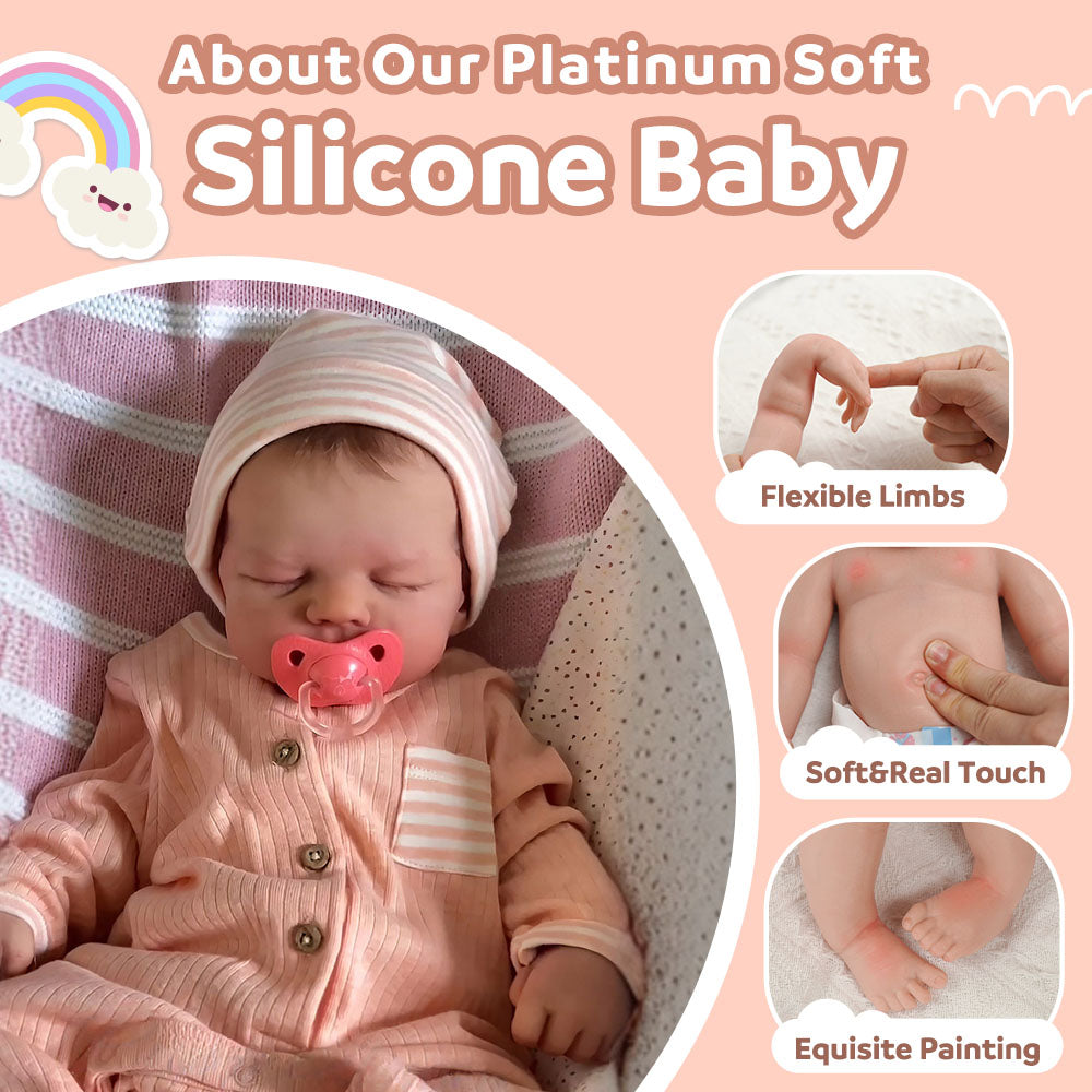 12 & 16 Inches Full Platinum Solid Silicone Newborn Baby Doll Boy and Girl Jacob and Evelyn with Flexible Limbs & Adorable Chubby Face