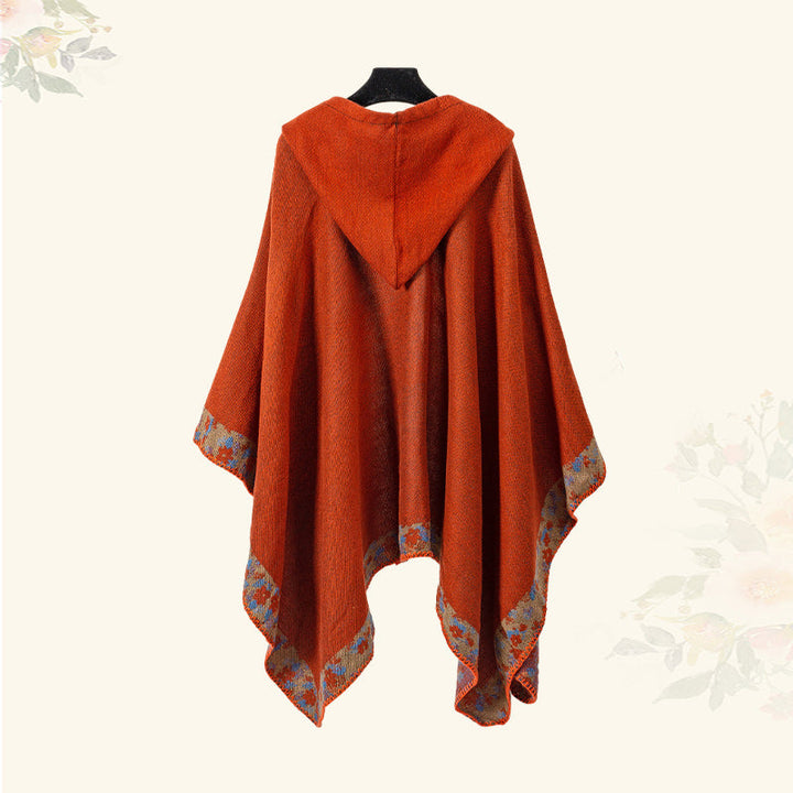 BWOOOH Tibetan Shawl Border Small Floral Flower Hooded Cl