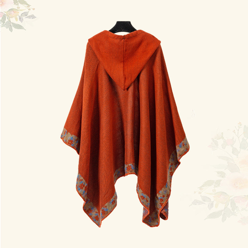 BWOOOH Tibetan Shawl Border Small Floral Flower Hooded Cl