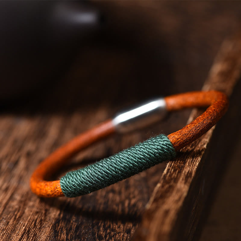 BWOOOH Tibetan Leather Handmade Five Elements Luck Braid String Buckle Bracelet – natural gemstone Tibetan bracelet for healing and spiritual wellness