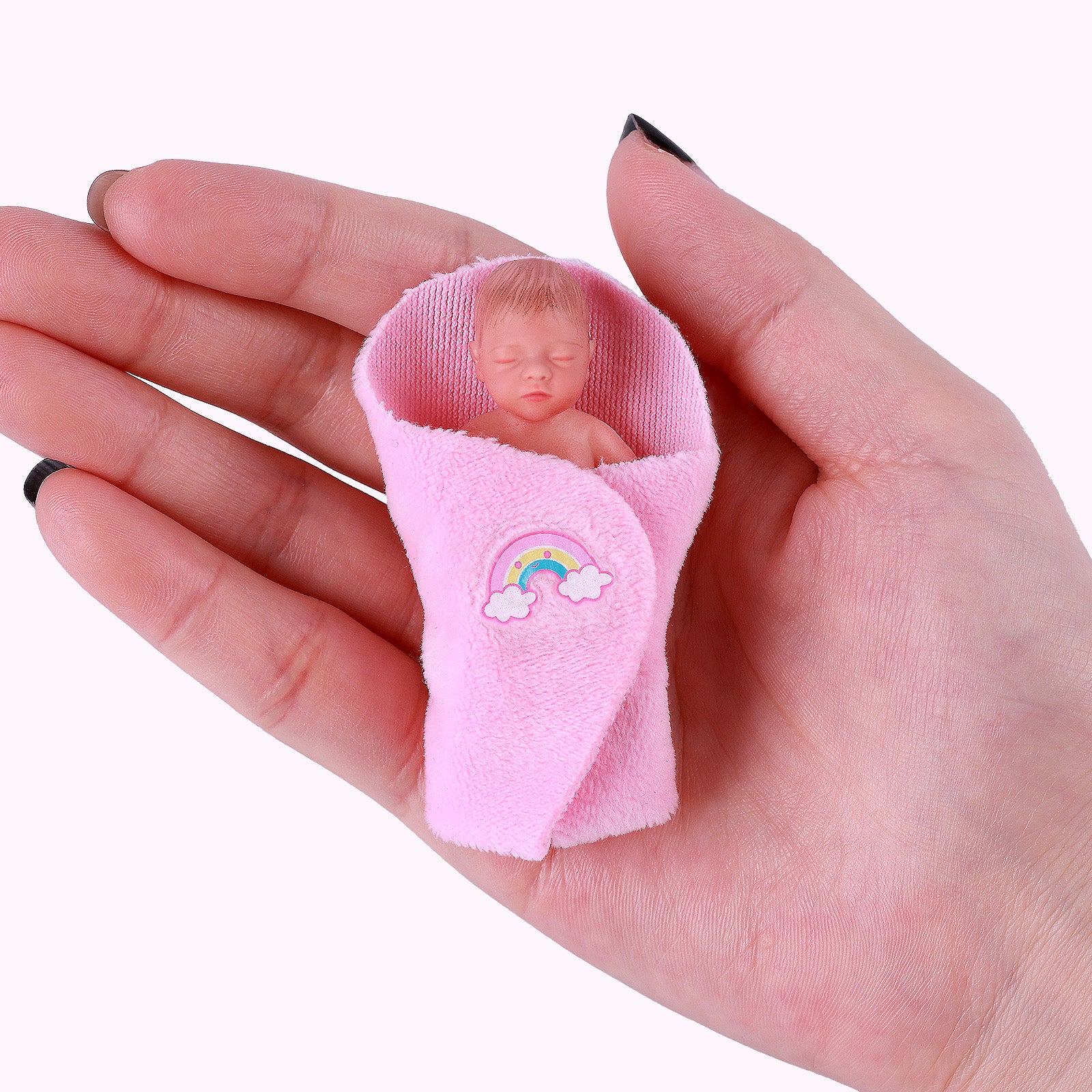 Full Platinum Solid Silicone Star Product 3 Inches Mini Sleeping Baby Doll Girl with Free Delicate Furniture Accessories