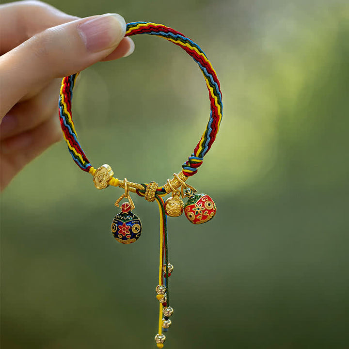 BWOOOH Gold Swallowing Beast Family Luck Reincarnation Knot Colorful String Bracelet