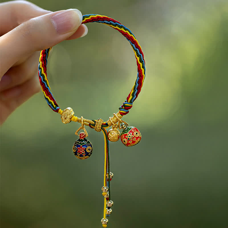 BWOOOH Gold Swallowing Beast Family Luck Reincarnation Knot Colorful String Bracelet