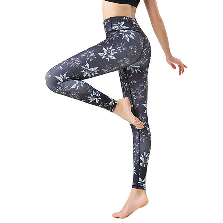 BWOOOH printed yoga leggings - Spots Maple Leaf Print Sports Exercise F