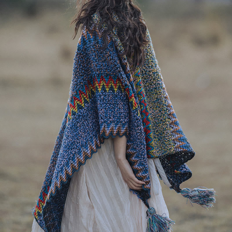 BWOOOH Tibetan Shawl Soft Warm Knitting Cloak Winter Tibe
