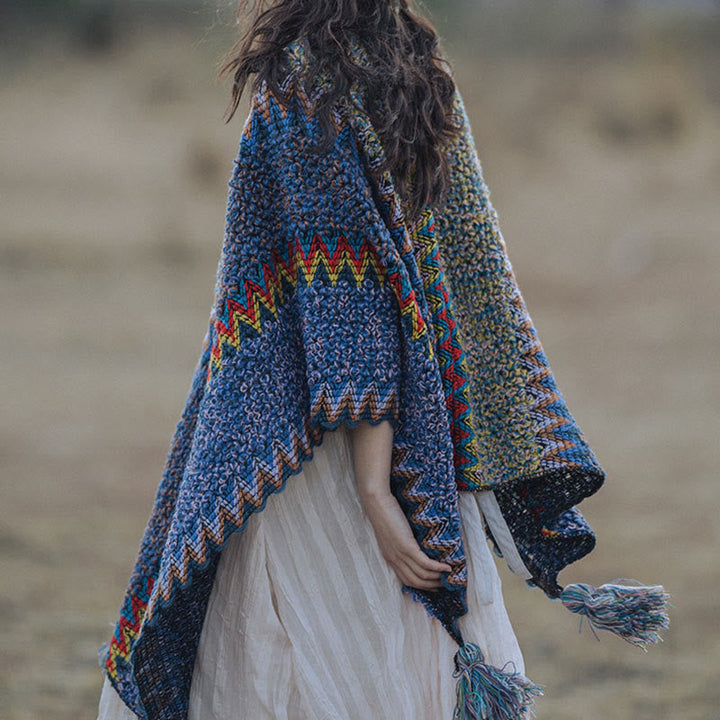 BWOOOH Tibetan Shawl Soft Warm Knitting Cloak Winter Tibe