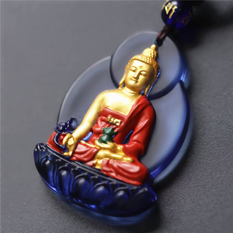 BWOOOH Tibet Medicine Buddha Liuli Crystal luminous pendant necklace for healing and compassion