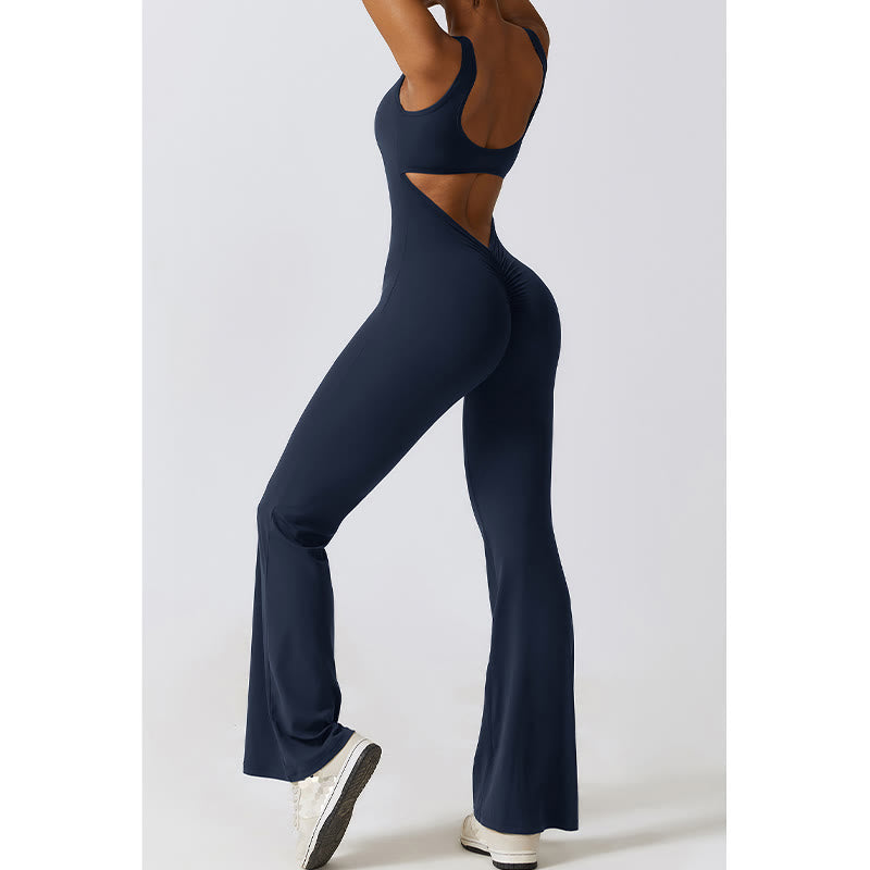 BWOOOH printed yoga pants - Women Workout Sleeveless Jumpsuit Flare 