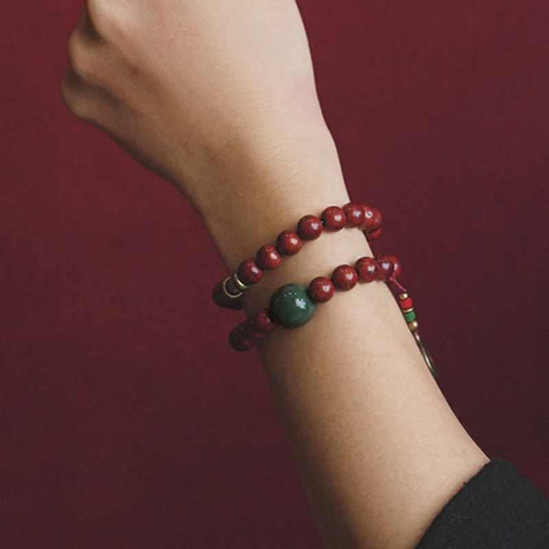 BWOOOH Bodhi Seed Cyan Jade Copper Peace Luck Bracelet