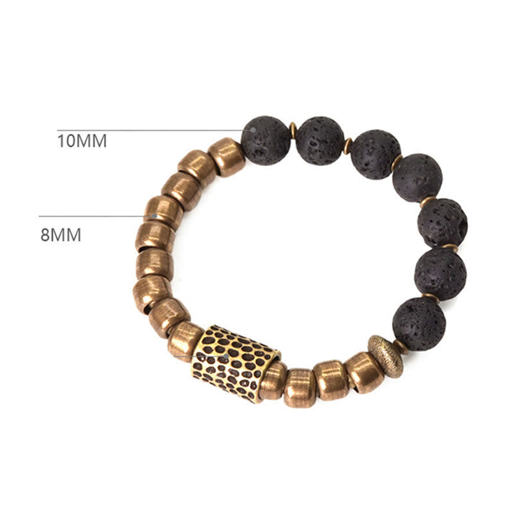 BWOOOH Lava Rock Stone Rainbow Obsidian Brass Support Healing Bracelet