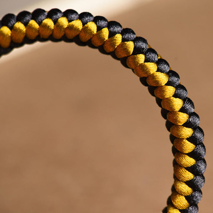 BWOOOH Handmade Tibetan Black Gold Dragon Scale Rope Om Mani Padme Hum Purity Bracelet