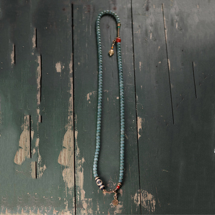 BWOOOH 108 Mala Beads Bodhi Seed Dzi Bead Wisdom Bracelet