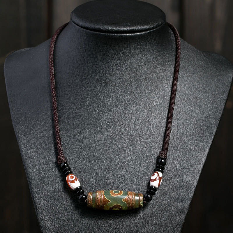 BWOOOH Tibetan Nine-Eye Dzi Bead Protection String Necklace