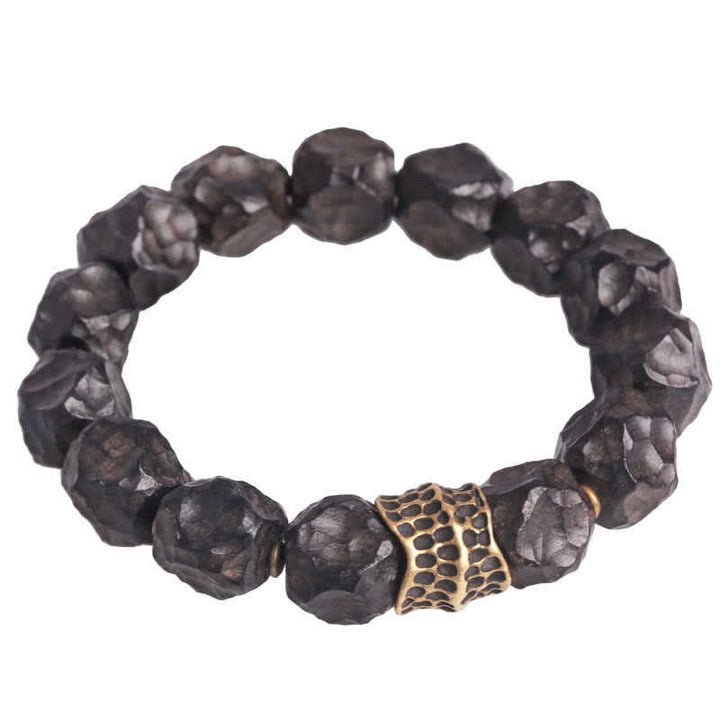 BWOOOH Ebony Wood Copper Peace Balance Couple Bracelet