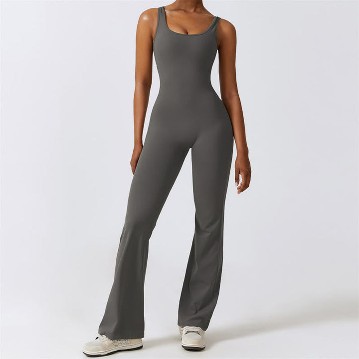 BWOOOH printed yoga pants - Women Workout Sleeveless Jumpsuit Flare 