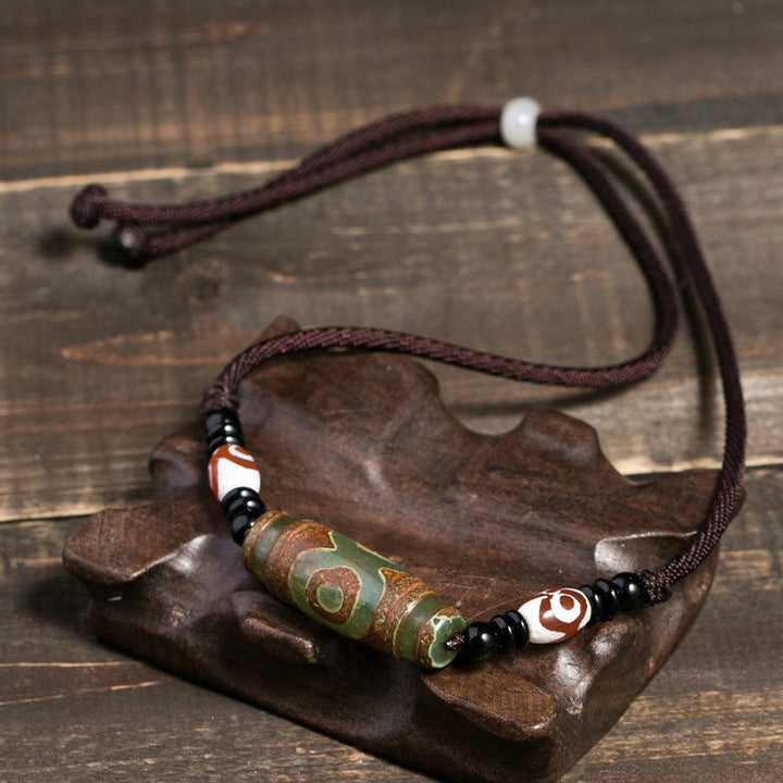 BWOOOH Tibetan Nine-Eye Dzi Bead Protection String Necklace