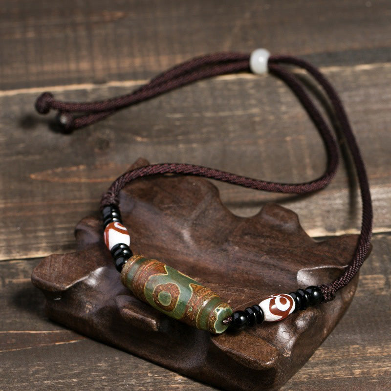 BWOOOH Tibetan Nine-Eye Dzi Bead Protection String Necklace
