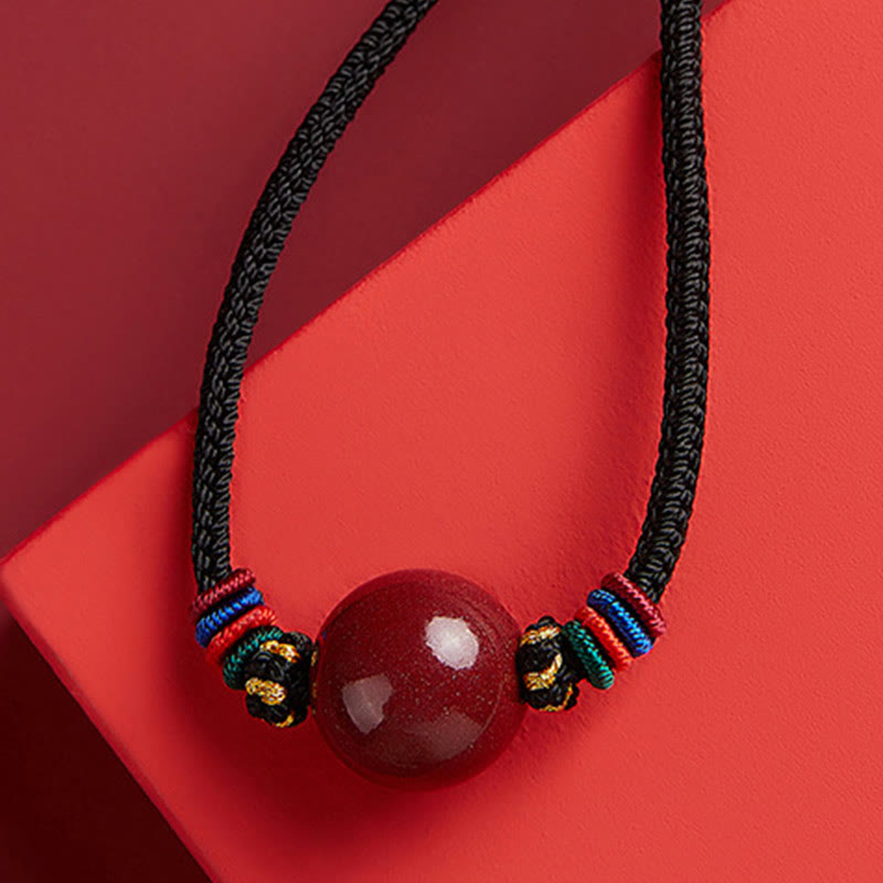 BWOOOH Cinnabar Bead Blessing String Necklace Pendant