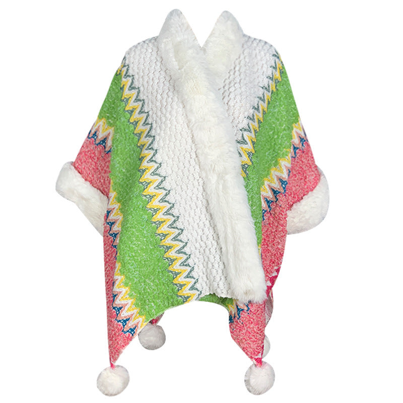 BWOOOH Tibetan Multicolored Striped Shawl Winter Cozy Tra