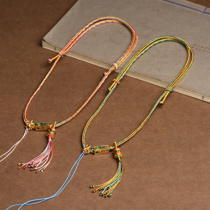 BWOOOH Colorful String Copper Wealth Necklace Pendant