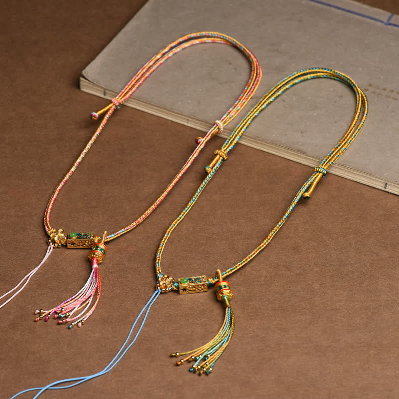 BWOOOH Colorful String Copper Wealth Necklace Pendant