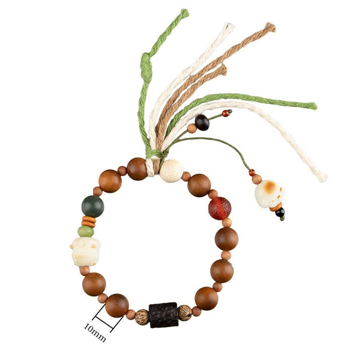 BWOOOH Lightning Strike Wood Bodhi Seed Cat Paw Claw Auspiciousness Protection Tassel Bracelet