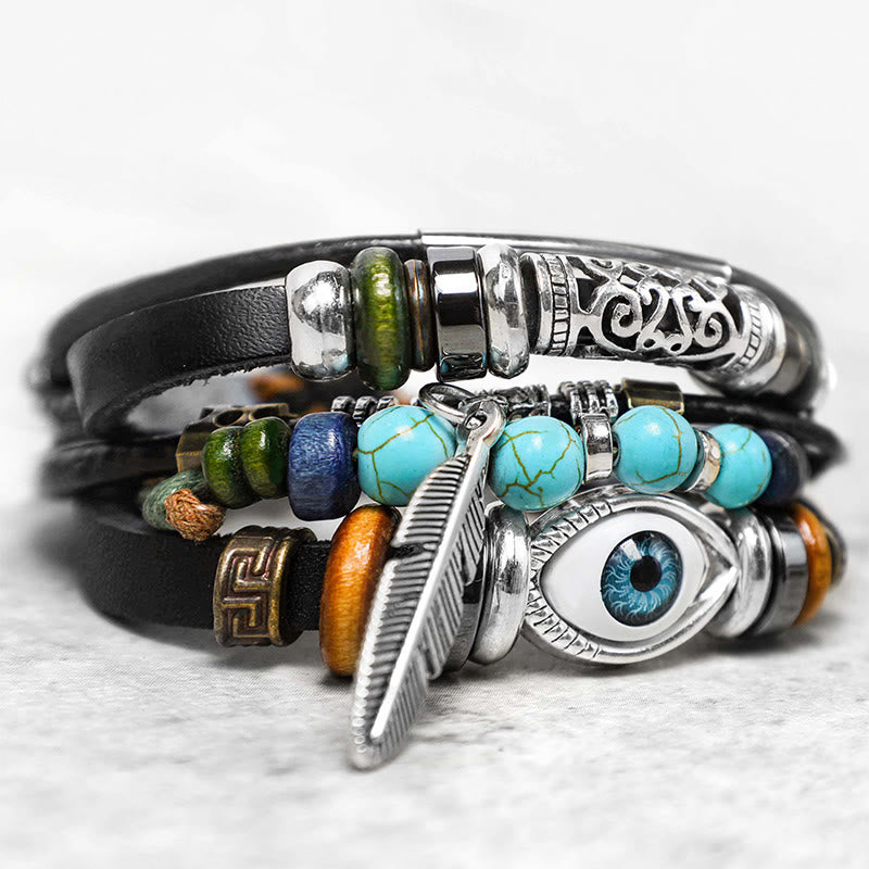 BWOOOH Tibetan Turquoise Evil Eye Purification Bracelet