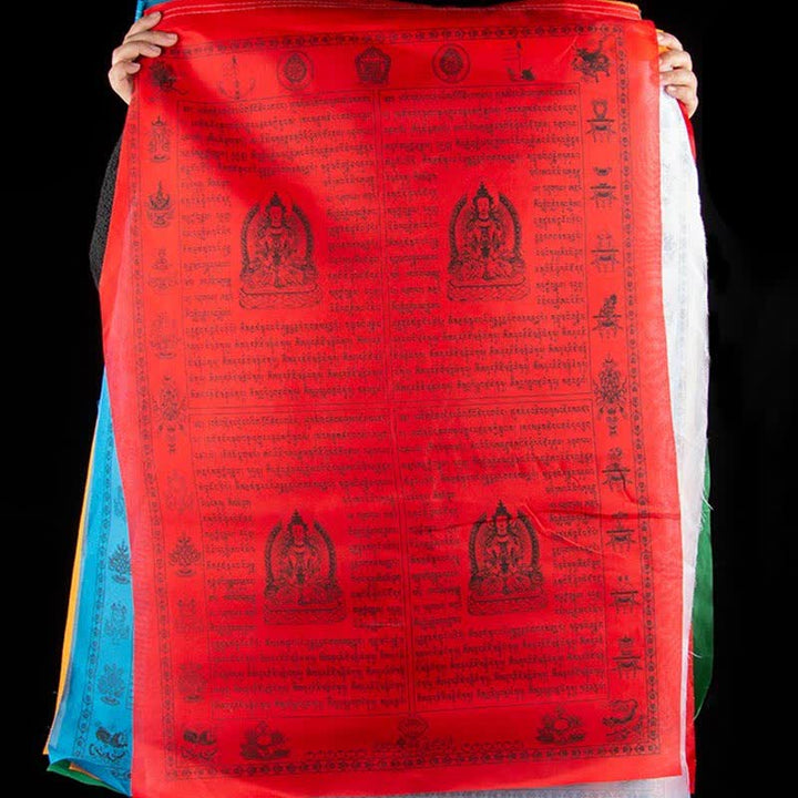 Buddha Stones Tibetan 5 Colors Windhorse Happiness Auspicious Outdoor Prayer Flag