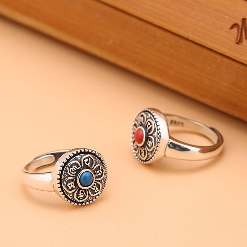 BWOOOH Tibetan Om Mani Padme Hum Peace Rotatable Ring