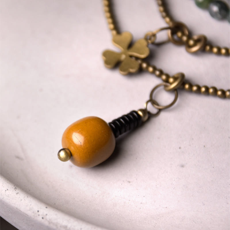 BWOOOH Moss Agate Copper Lucky Multilayer Bracelet
