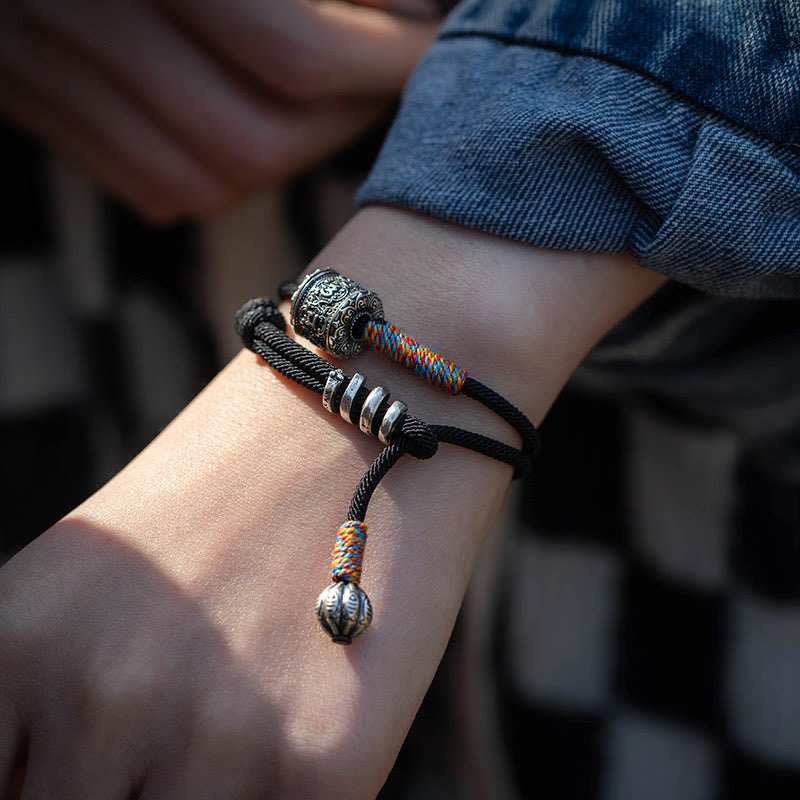 BWOOOH Tibetan Om Mani Padme Hum Carved Amulet Double Wrap Bracelet